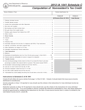 Iowa Nonresident Tax Credit Schedule C