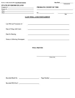Rhode Island Last Will and Testament