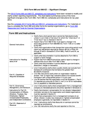 2013 Form 990 and 990-EZ Changes