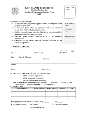 Kathmandu University Graduate Programs Application Form