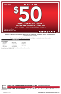KitchenAid Dishwasher Installation Rebate Form