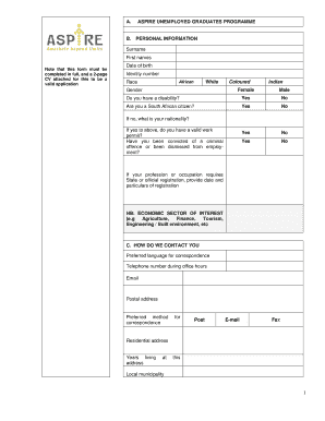 Aspire Unemployed Graduates Program Application