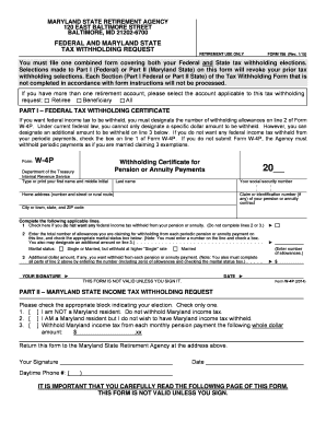Maryland Federal and State Tax Withholding Request
