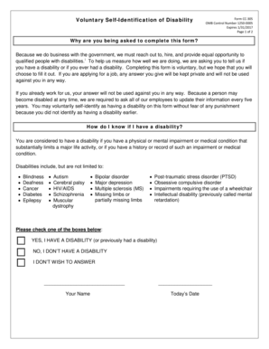 Voluntary Self-Identification of Disability Form CC-305