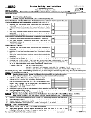 IRS Form 8582 Passive Activity Loss Limitations