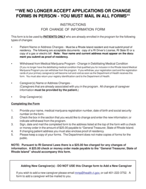 Rhode Island Medical Marijuana Change of Information Form