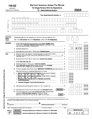 Kentucky Individual Income Tax Return 740-EZ