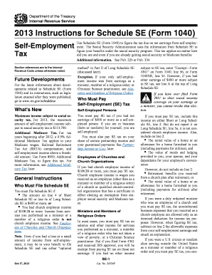 2013 Instructions for Schedule SE (Form 1040)