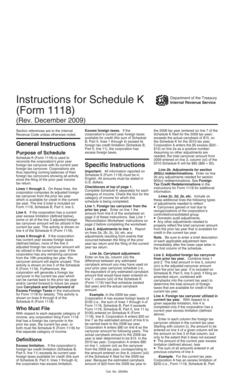 Instructions for Schedule K (Form 1118)