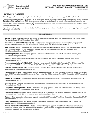 New York Custom Plates Application Form