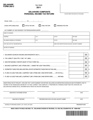 Delaware Form 200-C Composite Personal Income Tax Return