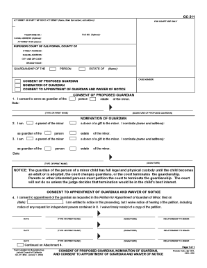 California Guardianship Consent and Nomination Form