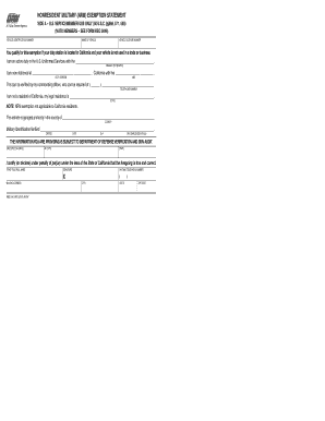 California Nonresident Military Exemption Statement