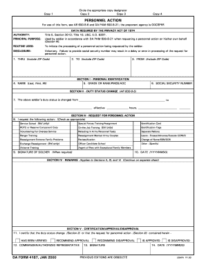 DA Form 4187 Personnel Action
