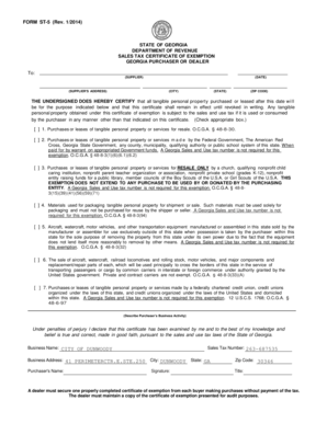 Georgia Sales Tax Certificate of Exemption