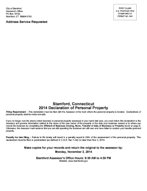 2014 Stamford Personal Property Declaration