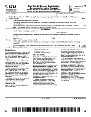 IRS Form 8718 User Fee for Exempt Organization Determination Letter Request