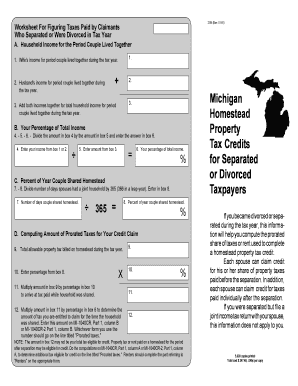 Michigan Homestead Property Tax Credit Worksheet