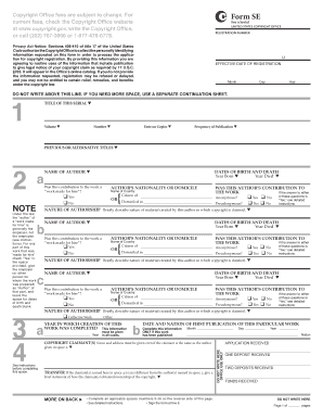 US Copyright Registration Form SE