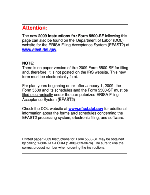 2009 Form 5500-SF Instructions