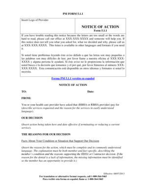 Notice of Action Form 5.1.1