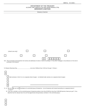 Brewer’s Notice Form 5130.10