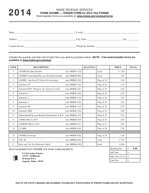 Maine 2014 Tax Form Order Form