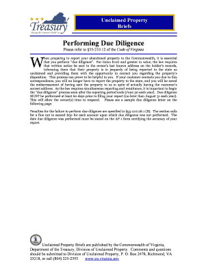 Virginia Due Diligence Notice