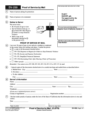 California Proof of Service by Mail for Domestic Violence