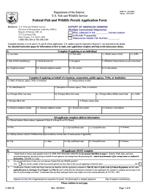 Federal Fish and Wildlife Permit Application