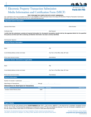 Texas Property Tax Submission Form 50-793