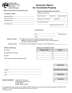 Washington State Unclaimed Property Report