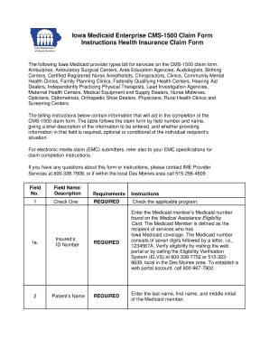 Iowa Medicaid CMS-1500 Claim Form