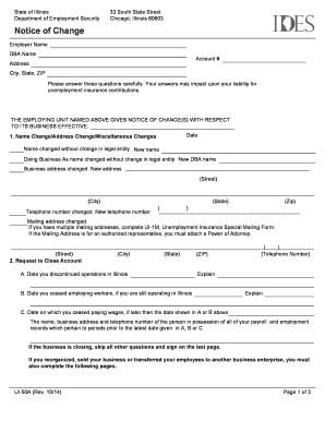 Illinois Notice of Change for Unemployment Insurance