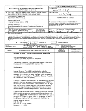 IRS Form 8854 Expatriation Information Statement