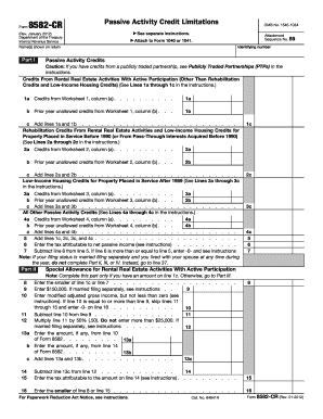 Form 8582-CR Passive Activity Credit Limitations