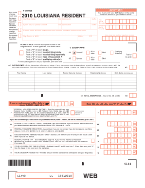 Louisiana Resident Income Tax Booklet