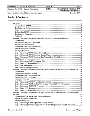 Electronic Federal Tax Payments Processing Policy