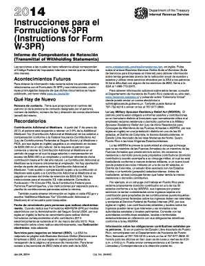 Instrucciones para el Formulario W-3PR
