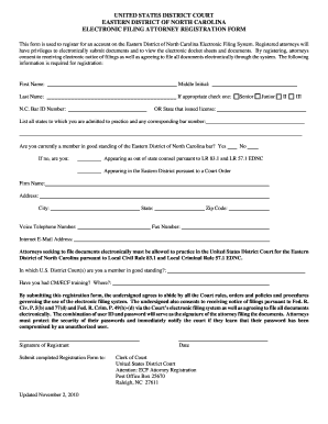 US District Court Attorney Registration Form