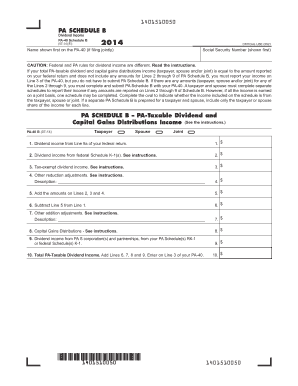 PA Schedule B Dividend Income Form