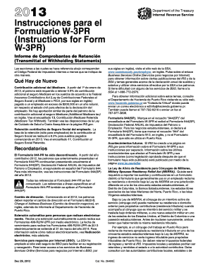 Instrucciones para el Formulario W-3PR