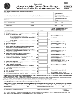Massachusetts Form 2G Grantor Income Tax Return