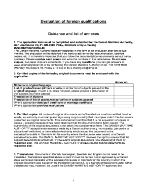 Application for Evaluation of Foreign Qualifications