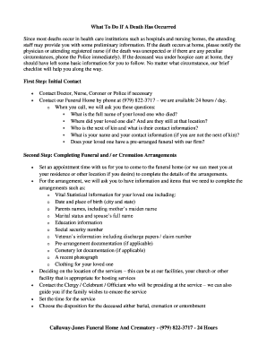 Funeral Planning Checklist