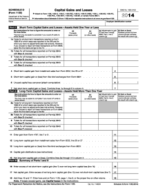 Schedule D Capital Gains and Losses Form 1120
