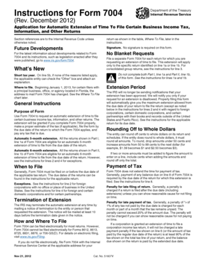 Form 7004 Application for Automatic Extension of Time