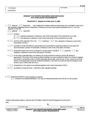 Request for Orders Regarding Noncompliance with Disclosure Requirements