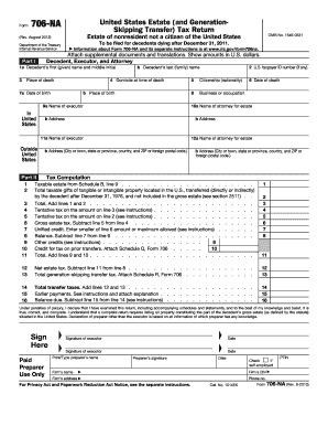 Form 706-NA Nonresident Estate Tax Return