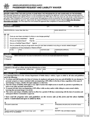 Arizona Passenger Request and Liability Waiver